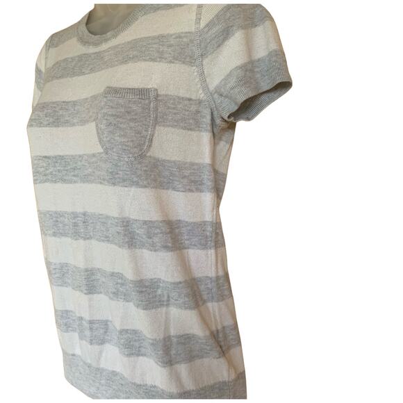 Old Navy Striped Knit Short Sleeve Top Womens S Petite Stretch Soft Minimalist - Picture 3 of 6